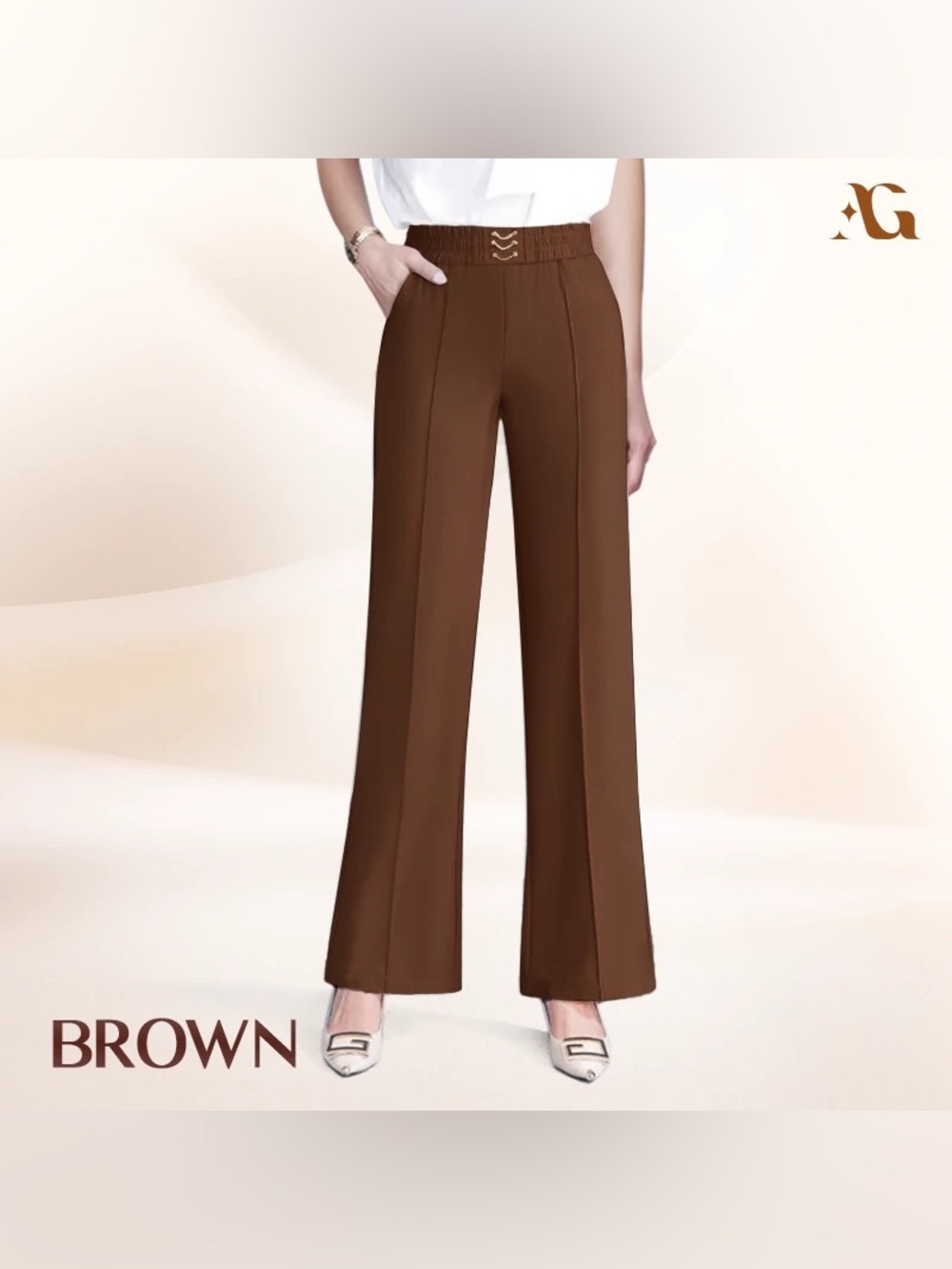 AiryGrace Perfect Drape High-Rise Pull-On Stretch Petite Pants for Women Over 50